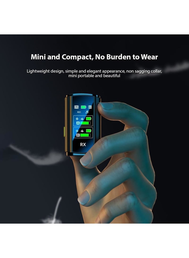 سيوسي ميكروفون لافالير لاسلكي، ميكروفون مزدوج المشبك مع علبة شحن شاشة رقمية، ميكروفونات لاسلكية صغيرة للتوصيل والتشغيل مع تقليل الضوضاء لتسجيل الفيديو، والبث المباشر، واليوتيوب - Image 2